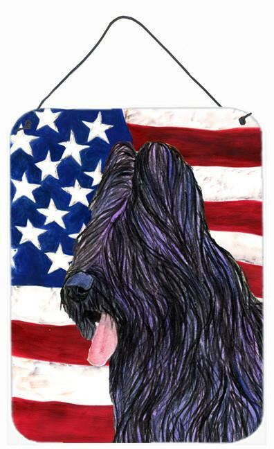 USA American Flag with Briard Aluminium Metal Wall or Door Hanging Prints by Caroline&#39;s Treasures