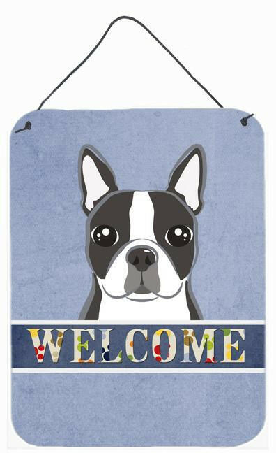 Boston Terrier Welcome Wall or Door Hanging Prints BB1389DS1216 by Caroline's Treasures