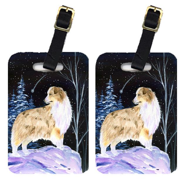 Starry Night Australian Shepherd Luggage Tags Pair of 2 by Caroline&#39;s Treasures