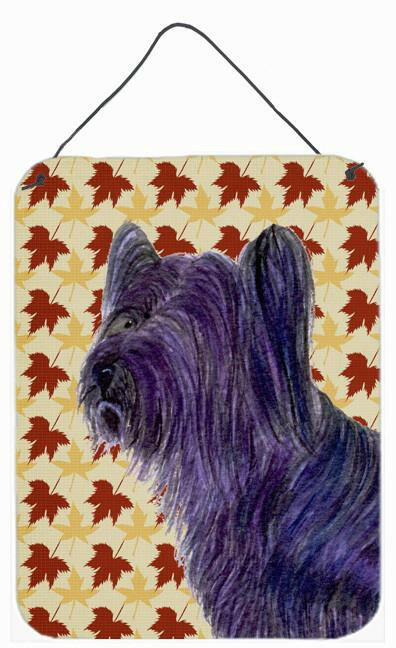 Skye Terrier Fall Leaves Portrait Aluminium Metal Wall or Door Hanging Prints by Caroline&#39;s Treasures