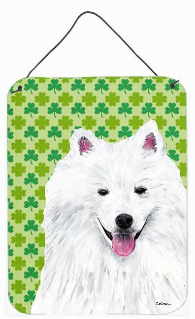 American Eskimo St. Patrick's Day Shamrock Portrait Wall or Door Hanging Prints by Caroline's Treasures