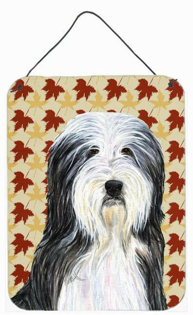 Bearded Collie Fall Leaves Portrait Aluminium Metal Wall or Door Hanging Prints by Caroline's Treasures