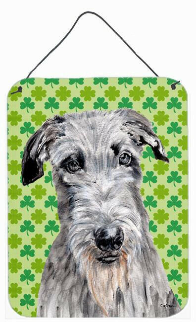 Scottish Deerhound Lucky Shamrock St. Patrick's Day Wall or Door Hanging Prints SC9730DS1216 by Caroline's Treasures