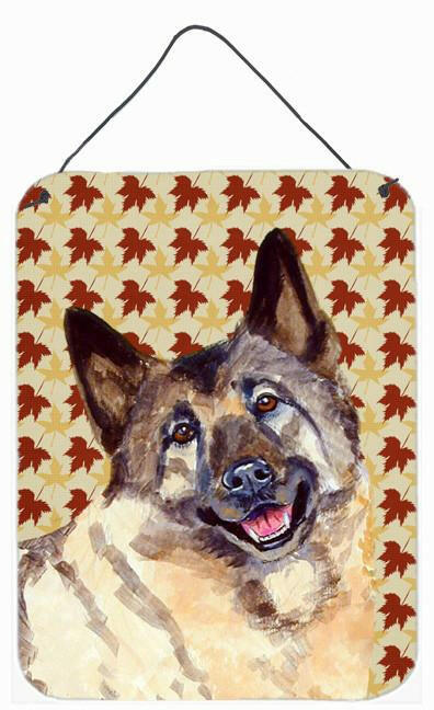 Norwegian Elkhound Fall Leaves Portrait Wall or Door Hanging Prints by Caroline's Treasures