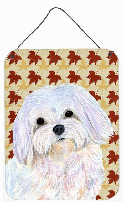 Maltese Fall Leaves Portrait Aluminium Metal Wall or Door Hanging Prints by Caroline&#39;s Treasures