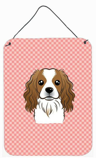 Checkerboard Pink Cavalier Spaniel Wall or Door Hanging Prints BB1224DS1216 by Caroline's Treasures