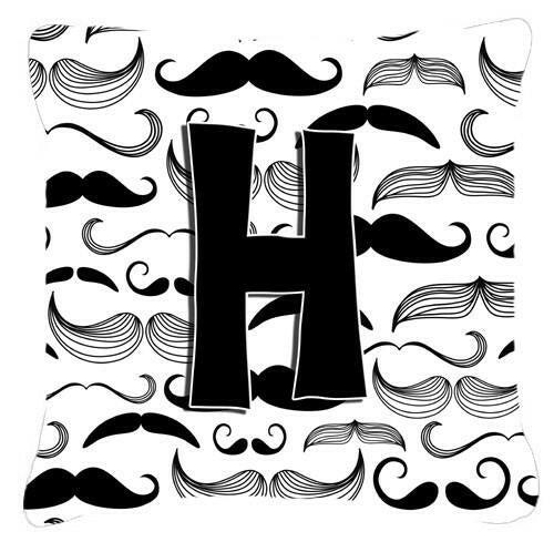 Letter H Moustache Initial Canvas Fabric Decorative Pillow CJ2009-HPW1414 by Caroline's Treasures