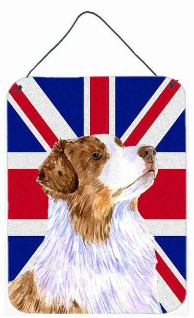 Australian Shepherd with English Union Jack British Flag Wall or Door Hanging Prints LH9470DS1216 by Caroline's Treasures