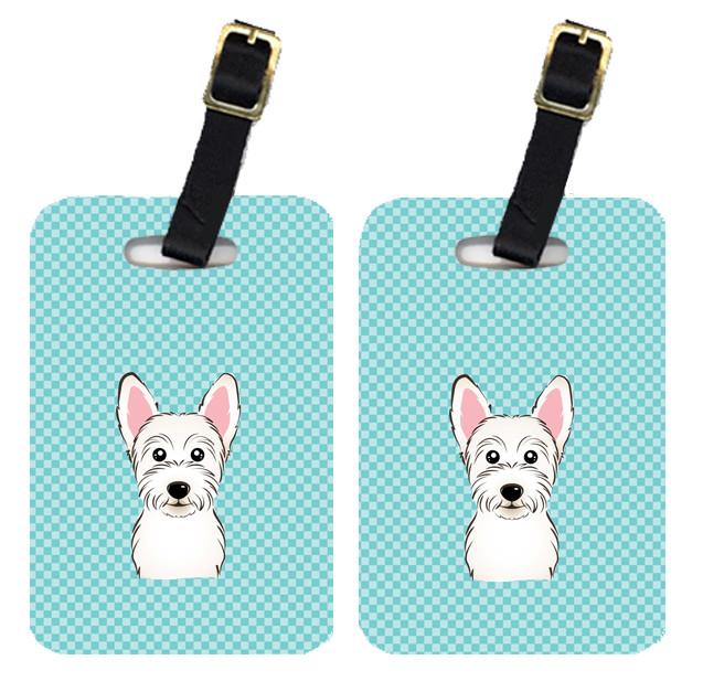 Pair of Checkerboard Blue Westie Luggage Tags BB1164BT by Caroline&#39;s Treasures