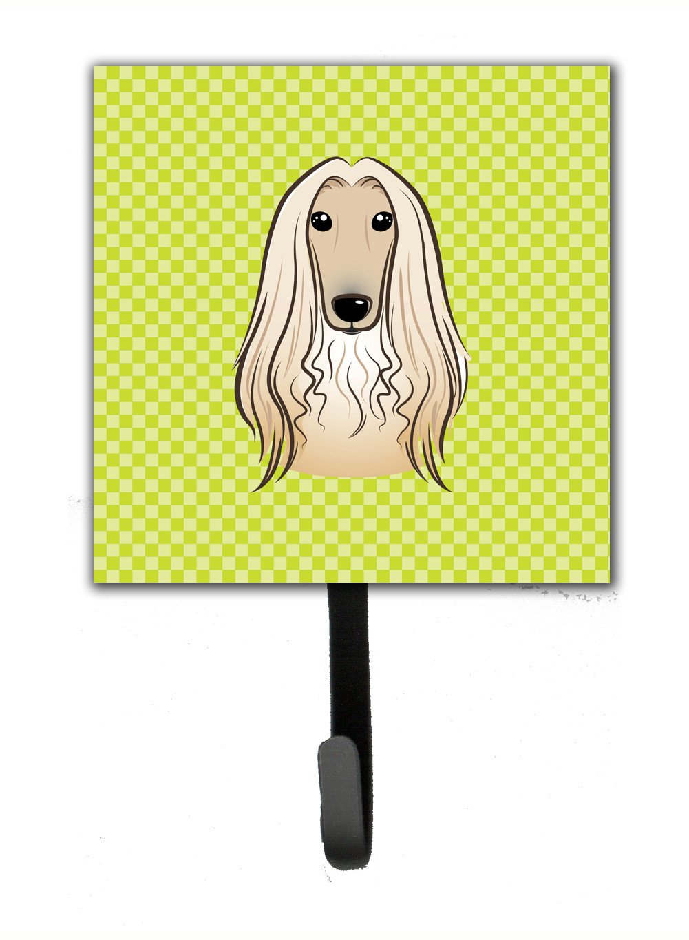 Checkerboard Lime Green Afghan Hound Leash or Key Holder BB1306SH4 by Caroline&#39;s Treasures