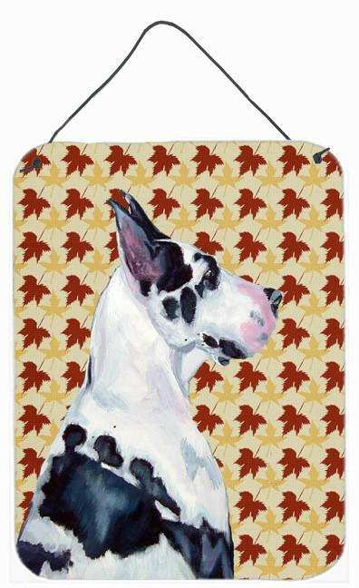 Great Dane Fall Leaves Portrait Aluminium Metal Wall or Door Hanging Prints by Caroline's Treasures