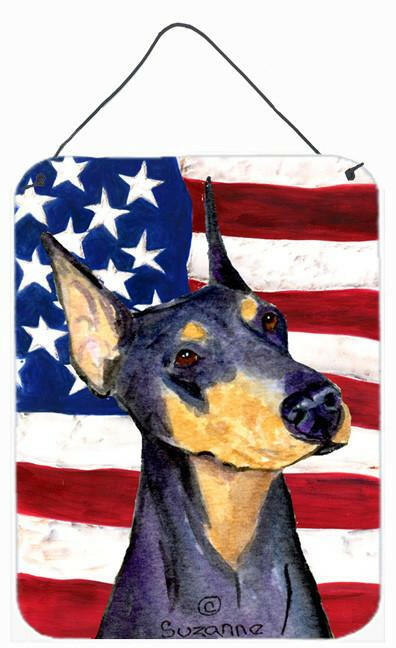 USA American Flag with Doberman Aluminium Metal Wall or Door Hanging Prints by Caroline&#39;s Treasures