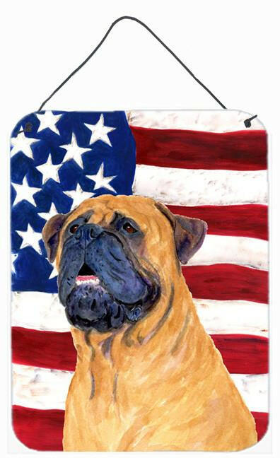 USA American Flag with Bullmastiff Aluminium Metal Wall or Door Hanging Prints by Caroline's Treasures