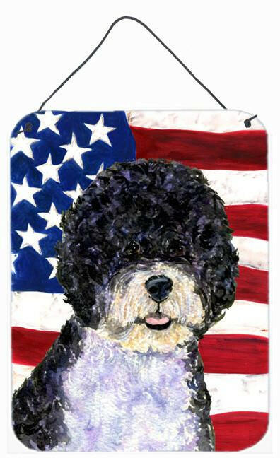 USA American Flag with Portuguese Water Dog Wall or Door Hanging Prints by Caroline&#39;s Treasures