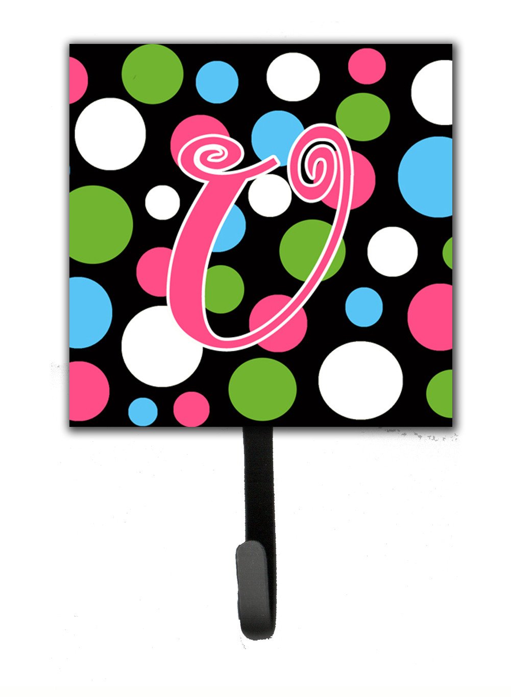 Letter U Initial Monogram - Polkadots and Pink Leash Holder or Key Hook by Caroline's Treasures