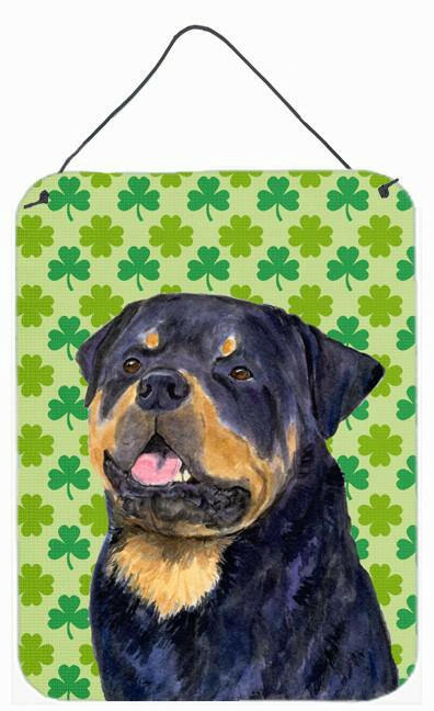 Rottweiler St. Patrick&#39;s Day Shamrock Portrait Wall or Door Hanging Prints by Caroline&#39;s Treasures