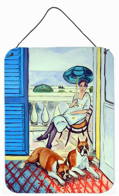 Lady with her Boxer Aluminium Metal Wall or Door Hanging Prints by Caroline&#39;s Treasures