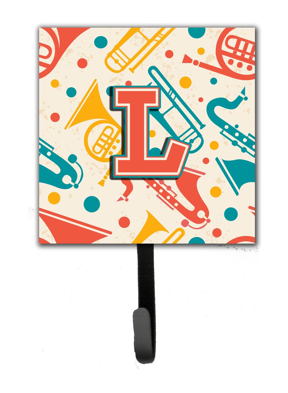 Letter L Retro Teal Orange Musical Instruments Initial Leash or Key Holder CJ2001-LSH4 by Caroline's Treasures