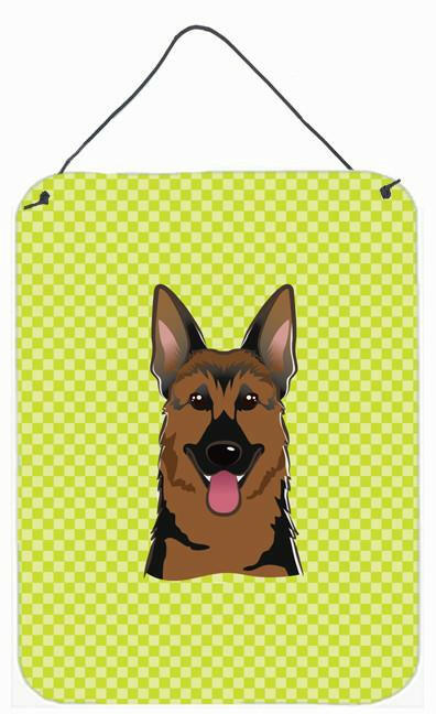 Checkerboard Lime Green German Shepherd Wall or Door Hanging Prints BB1273DS1216 by Caroline's Treasures