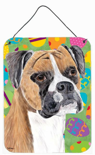 Boxer Easter Eggtravaganza Aluminium Metal Wall or Door Hanging Prints by Caroline&#39;s Treasures