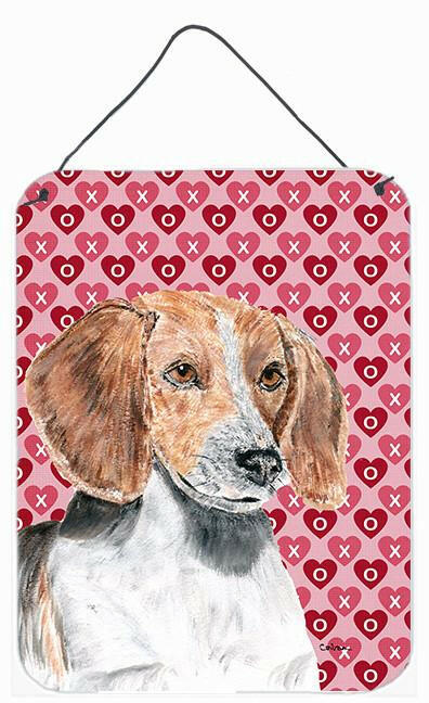 English Foxhound Valentine's Love Aluminium Metal Wall or Door Hanging Prints by Caroline's Treasures