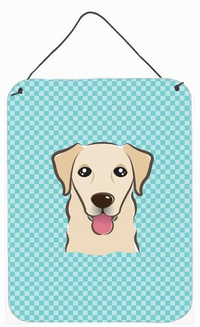 Checkerboard Blue Golden Retriever Wall or Door Hanging Prints BB1190DS1216 by Caroline's Treasures