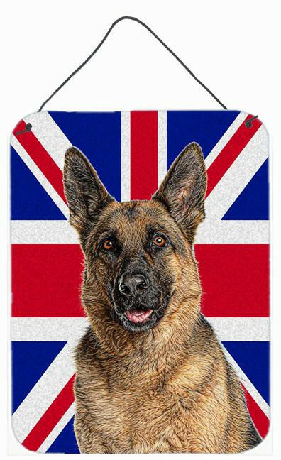 German Shepherd with English Union Jack British Flag Wall or Door Hanging Prints KJ1166DS1216 by Caroline's Treasures