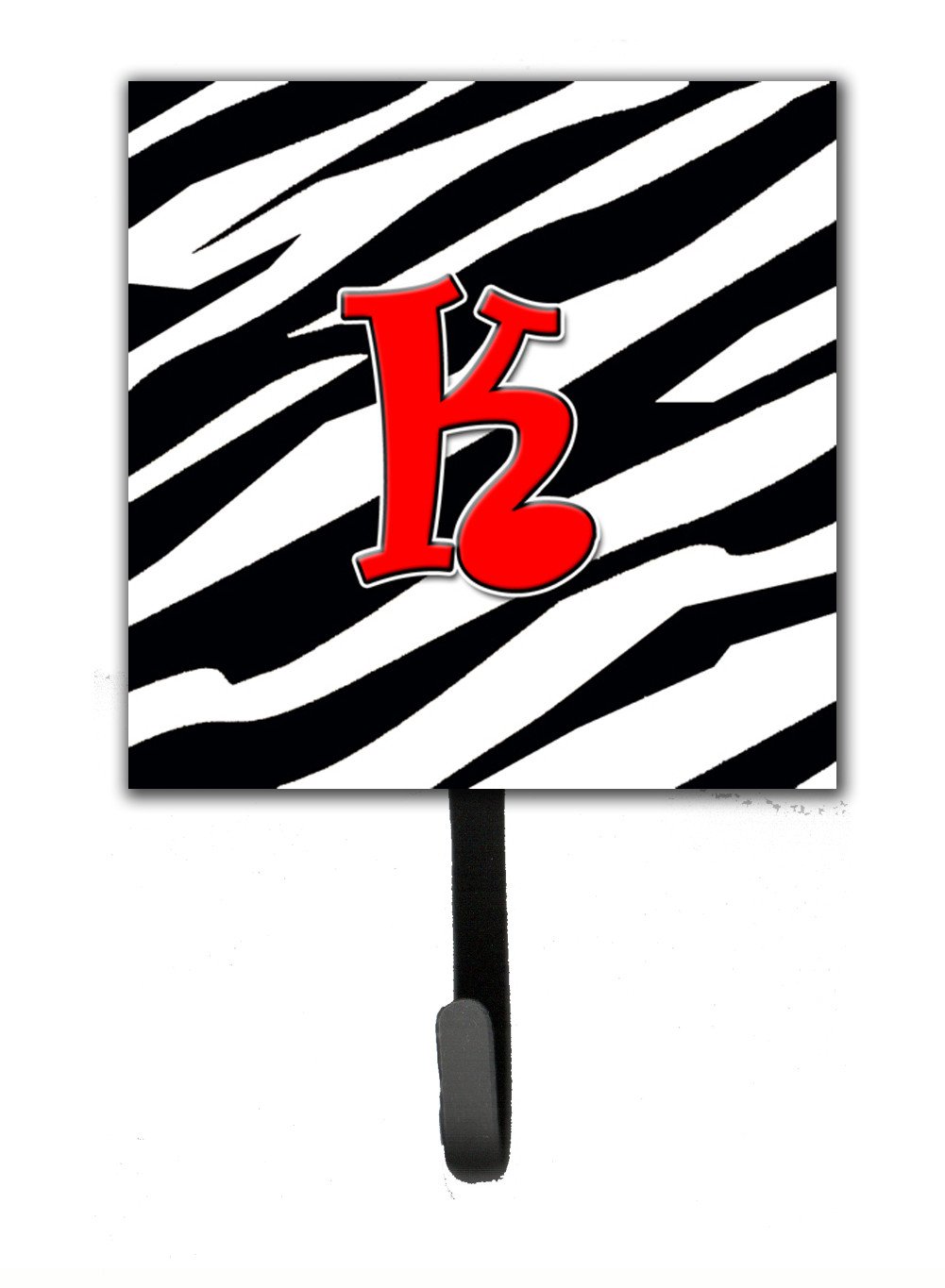 Letter K Initial Monogram - Zebra Red Leash Holder or Key Hook by Caroline's Treasures