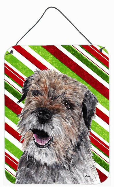 Border Terrier Candy Cane Christmas Aluminium Metal Wall or Door Hanging Prints by Caroline&#39;s Treasures