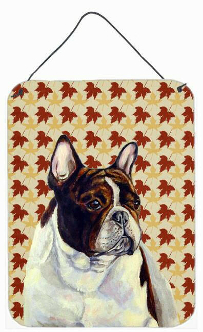 French Bulldog Fall Leaves Portrait Aluminium Metal Wall or Door Hanging Prints by Caroline&#39;s Treasures