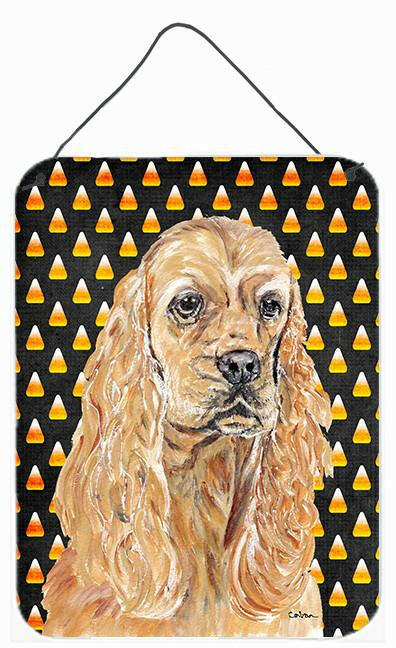 Cocker Spaniel Halloween Candy Corn Aluminium Metal Wall or Door Hanging Prints by Caroline&#39;s Treasures