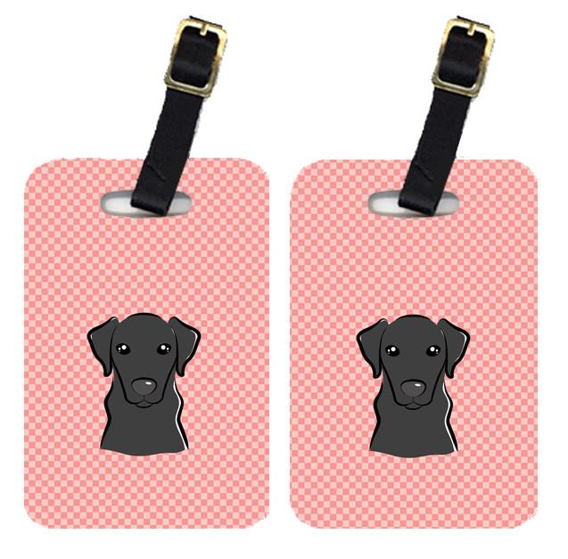 Pair of Checkerboard Pink Black Labrador Luggage Tags BB1235BT by Caroline's Treasures