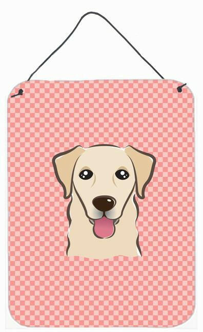 Checkerboard Pink Golden Retriever Wall or Door Hanging Prints BB1252DS1216 by Caroline's Treasures