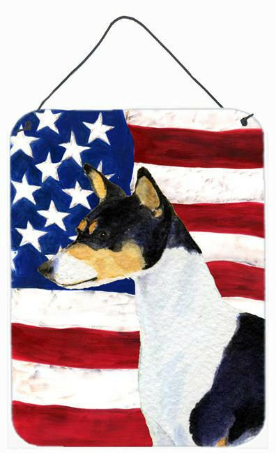 USA American Flag with Basenji Aluminium Metal Wall or Door Hanging Prints by Caroline's Treasures