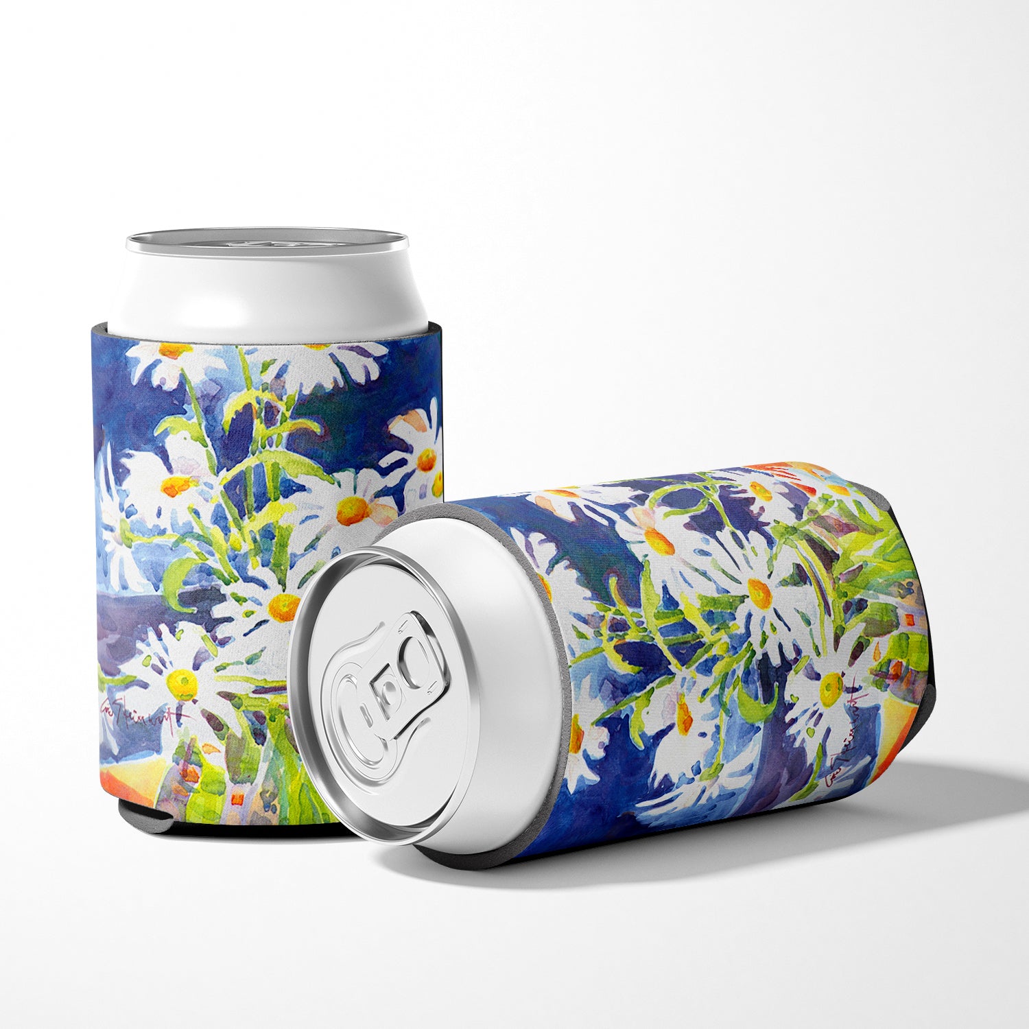 Flowers - Daisy Can or Bottle Beverage Insulator Hugger.