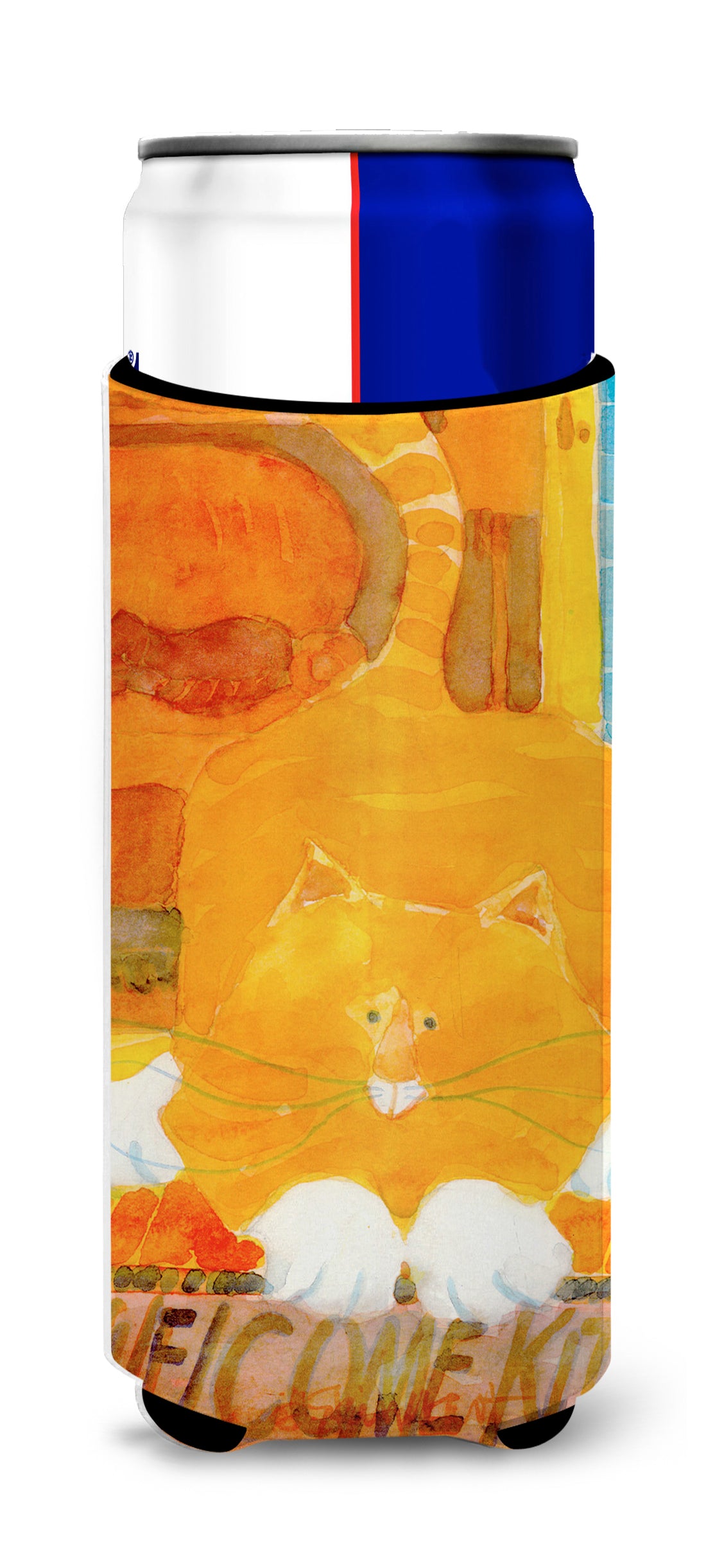 Big Orange Cat Welcome Ultra Beverage Insulators for slim cans 6010MUK.