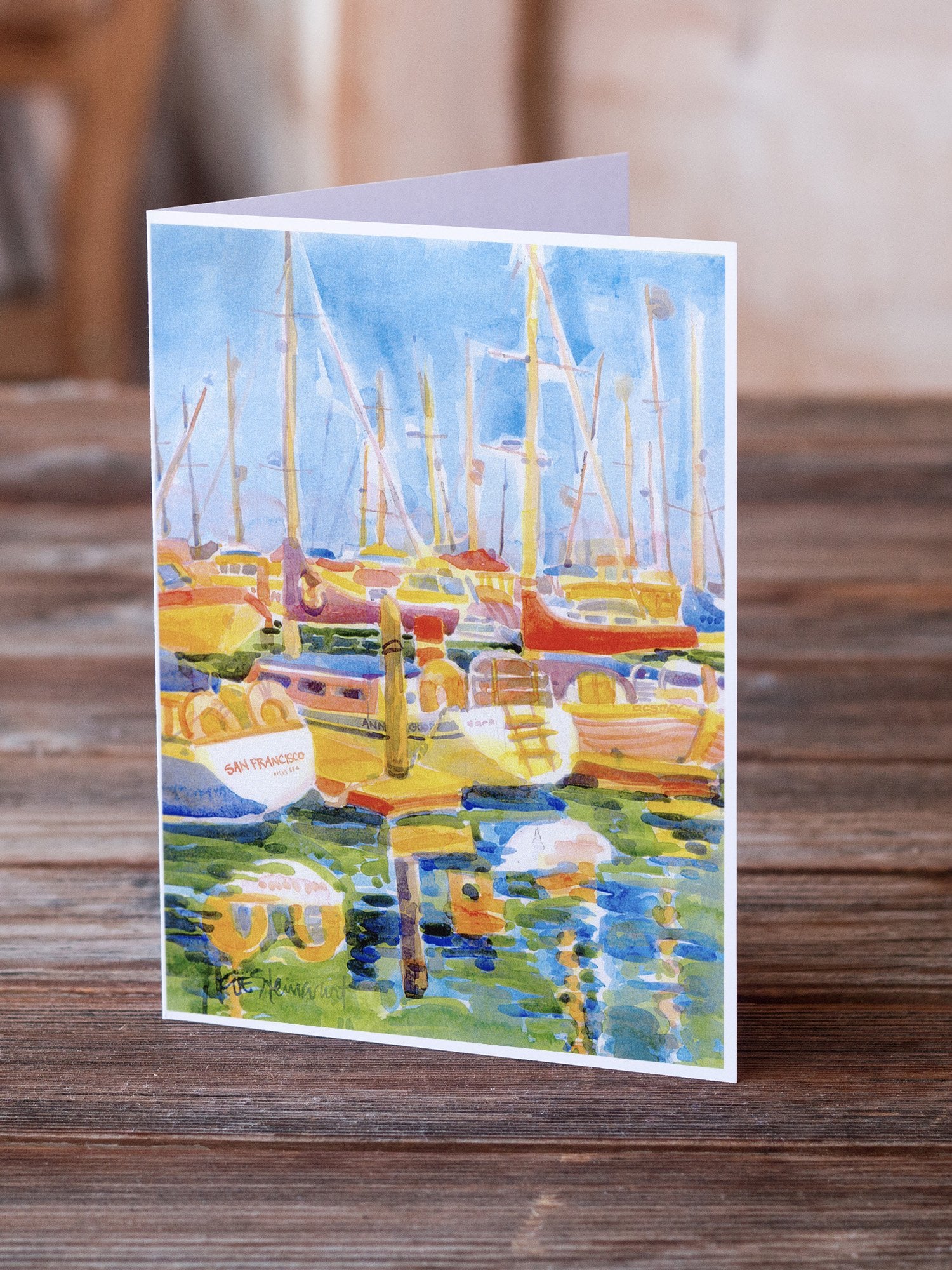 Buy this Boats at the Harbour Greeting Cards and Envelopes Pack of 8