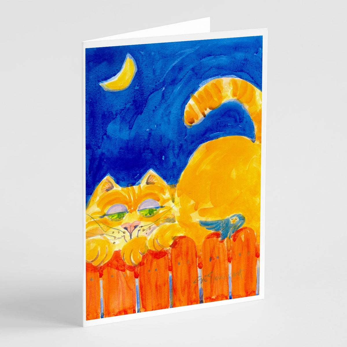 Buy this Big orange Tabby cat on the fence Greeting Cards and Envelopes Pack of 8