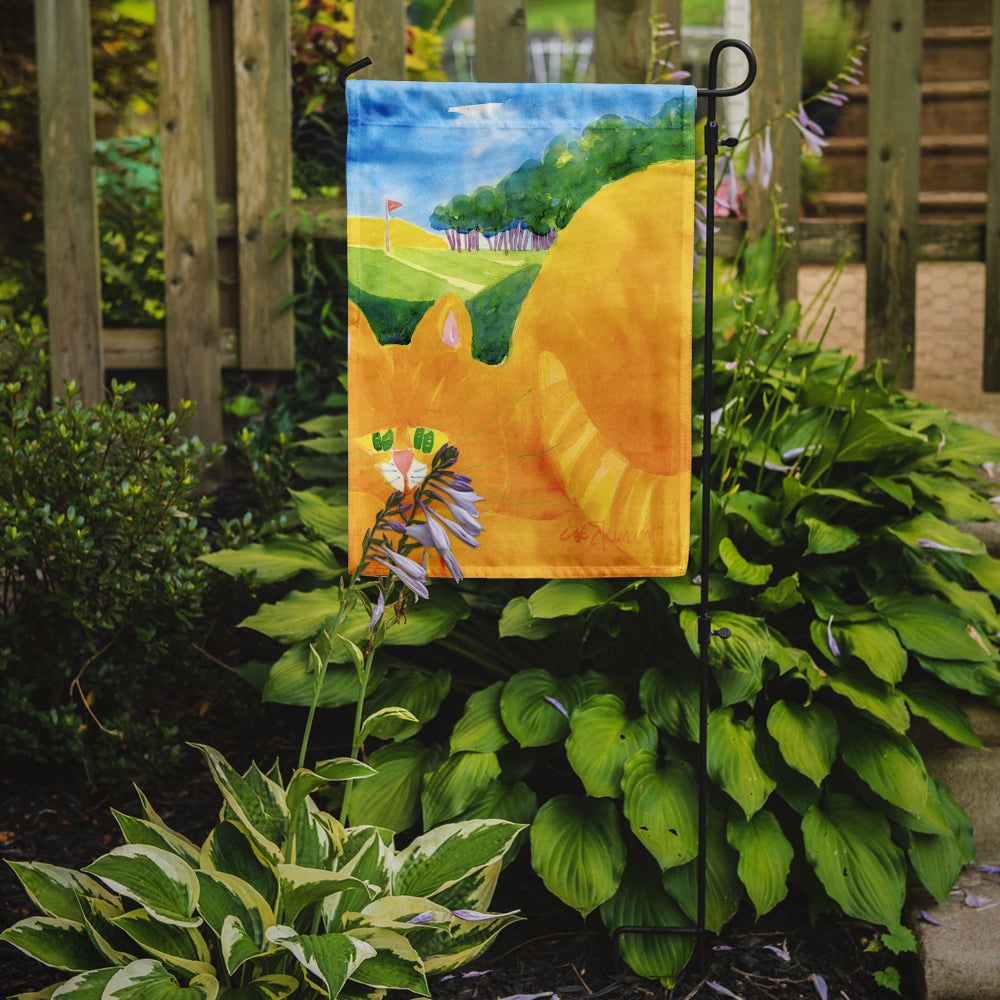 Orange Tabby Cat on the Green Golfer  Flag Garden Size.