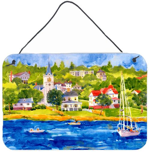 Harbour Scene with Sailboat  Indoor Aluminium Metal Wall or Door Hanging Prints by Caroline's Treasures