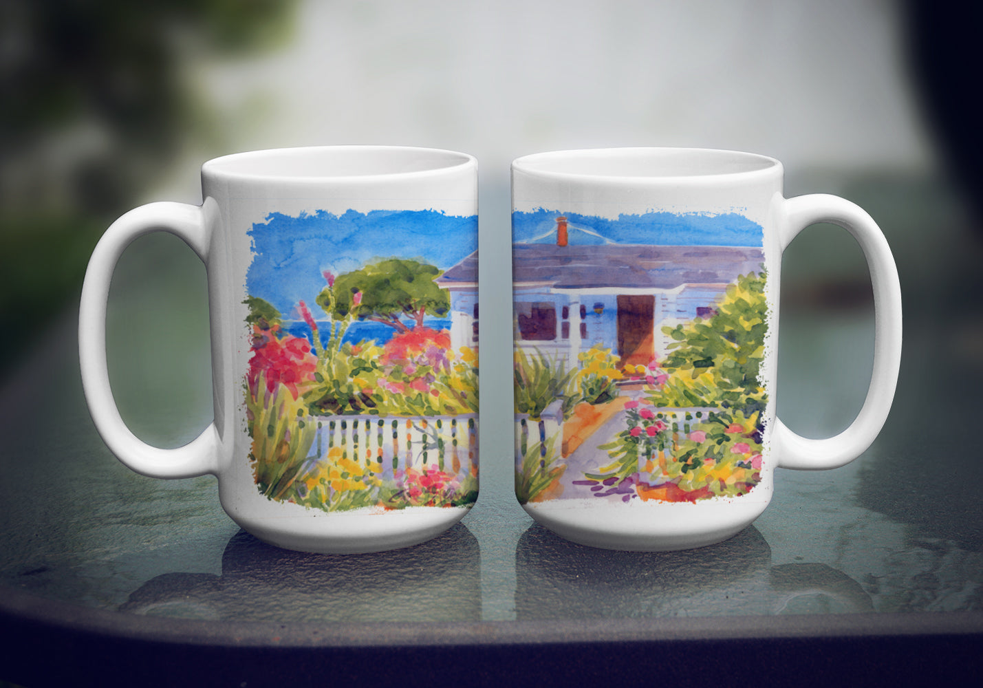 Seaside Beach Cottage Dishwasher Safe Microwavable Ceramic Coffee Mug 15 ounce 6034CM15  the-store.com.