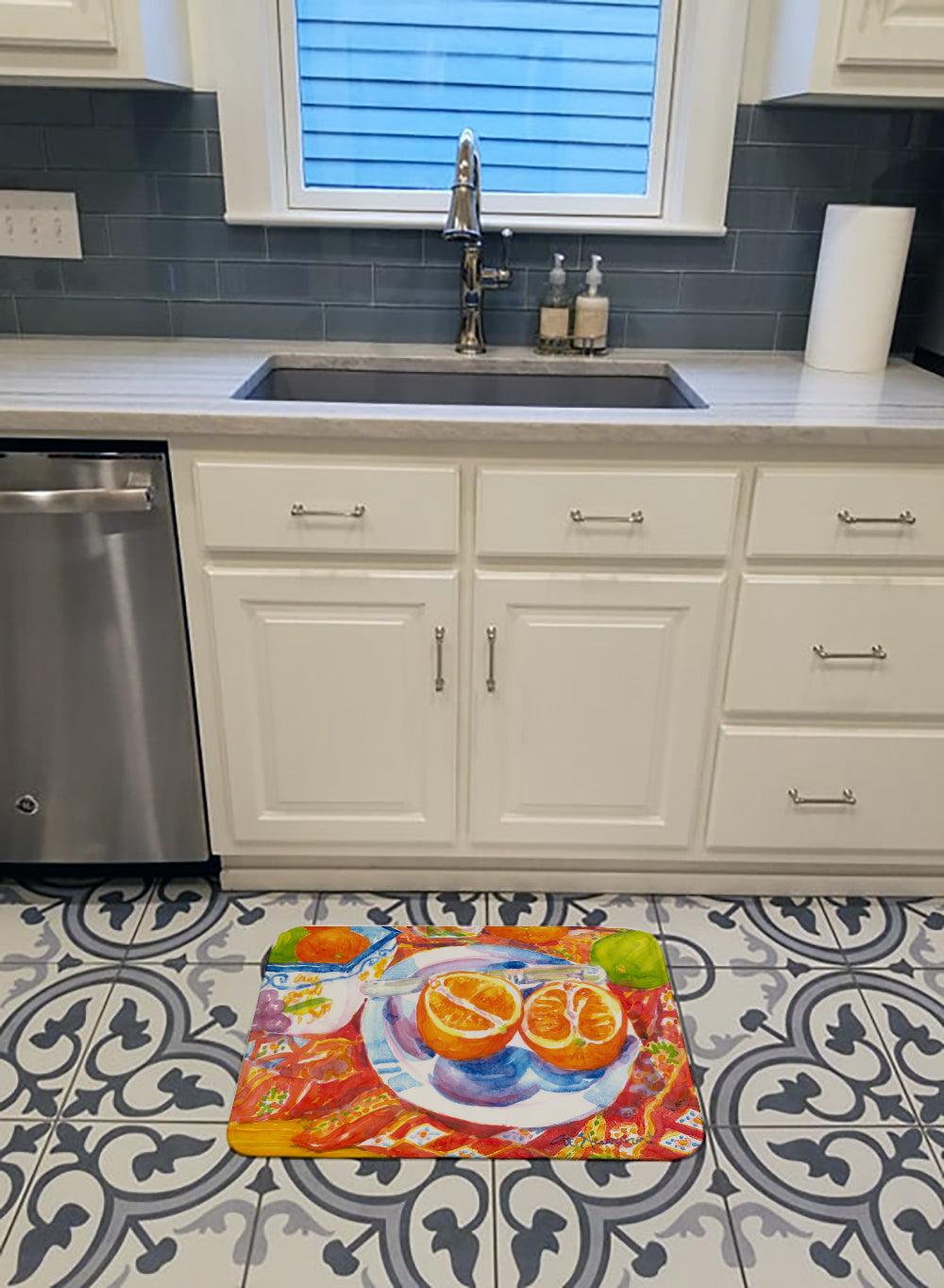 Florida Oranges Sliced for breakfast Machine Washable Memory Foam Mat 6035RUG - the-store.com