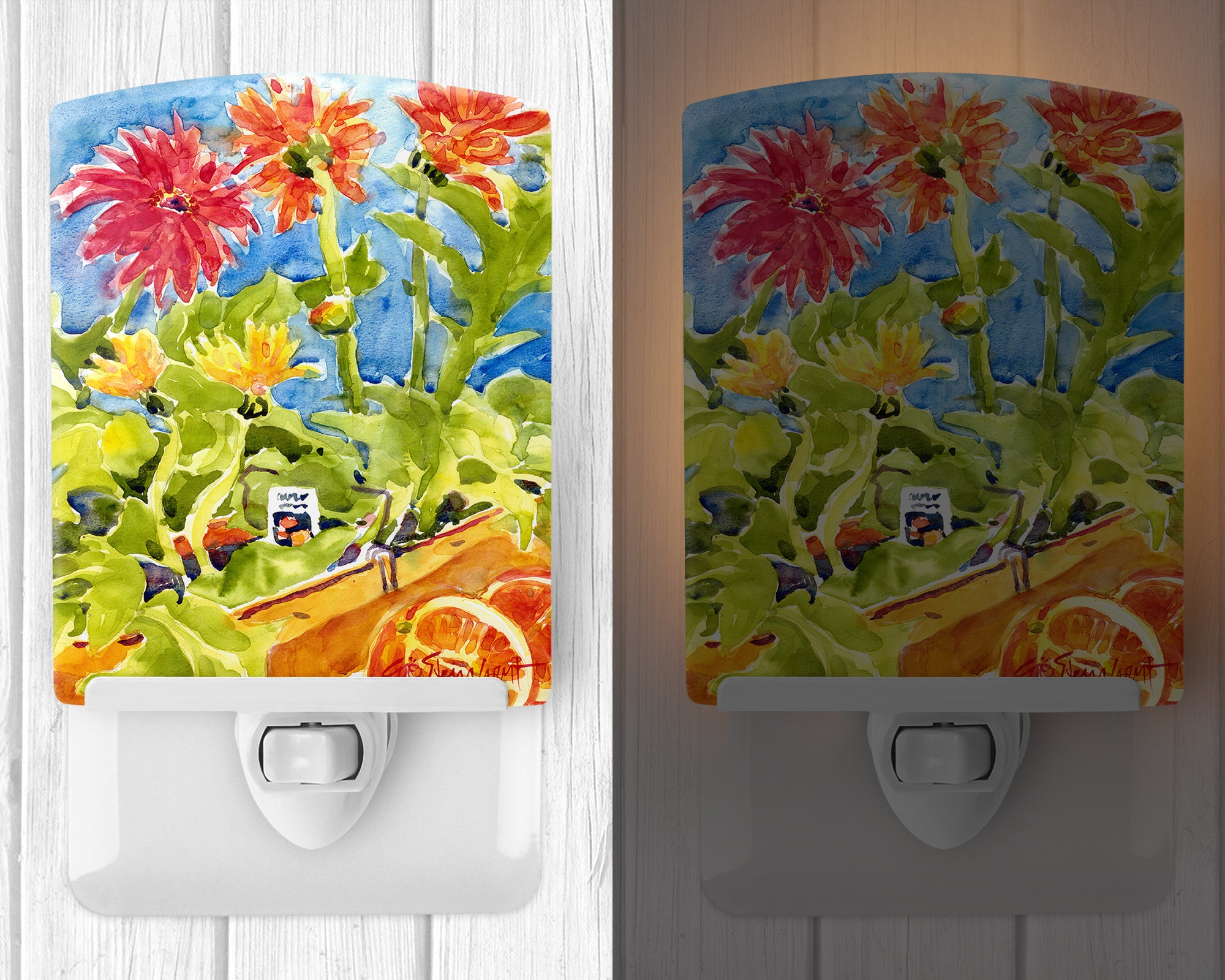 Flower - Gerber Daisies Ceramic Night Light 6038CNL - the-store.com