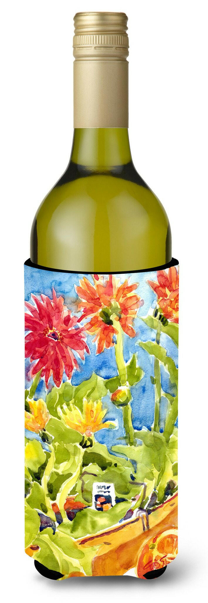 Flower - Gerber Daisies Wine Bottle Beverage Insulator Beverage Insulator Hugger by Caroline's Treasures