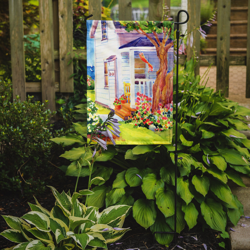 White Cottage House at the lake or Beach Flag Garden Size.