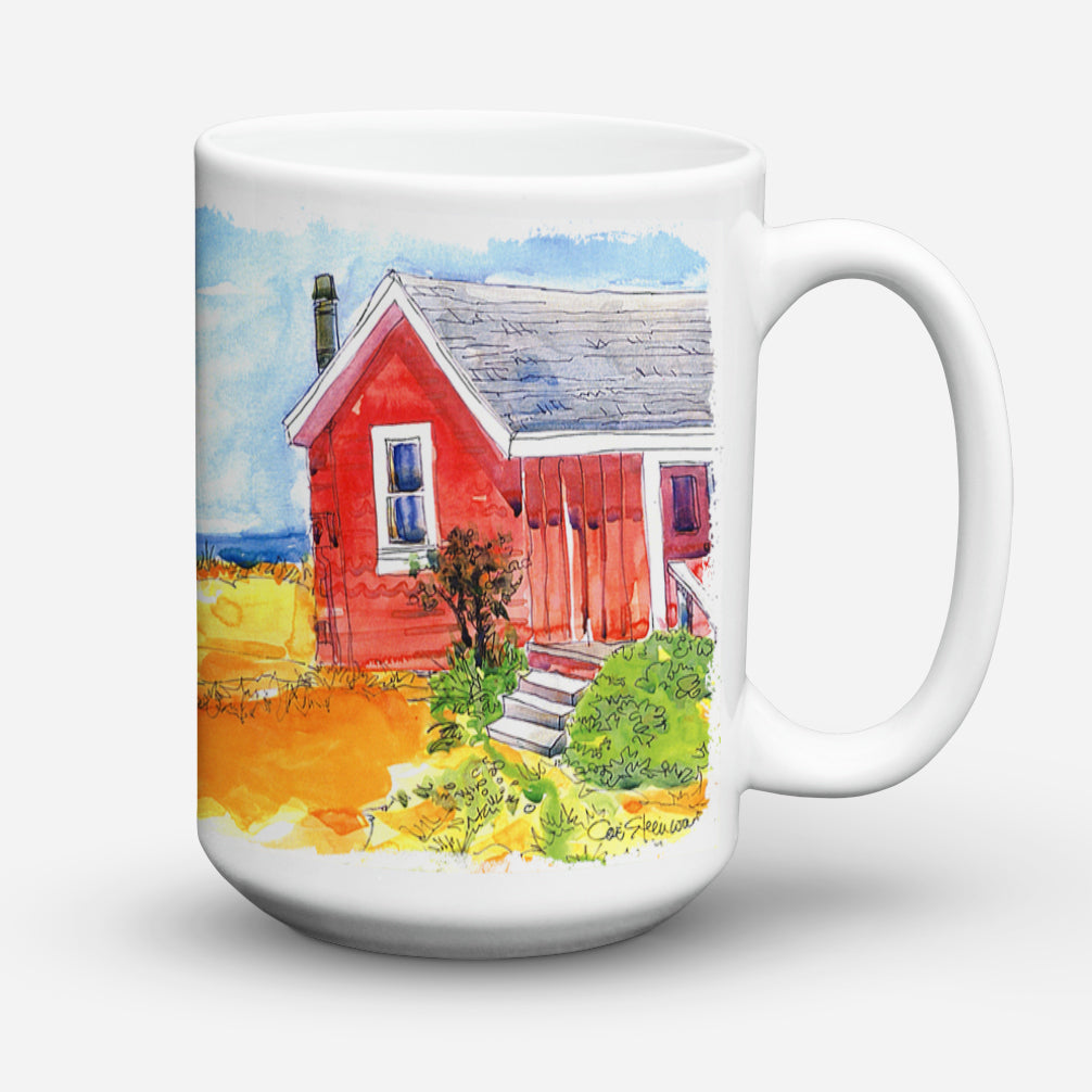 Old Red Cottage House at the lake or Beach Dishwasher Safe Microwavable Ceramic Coffee Mug 15 ounce 6041CM15  the-store.com.