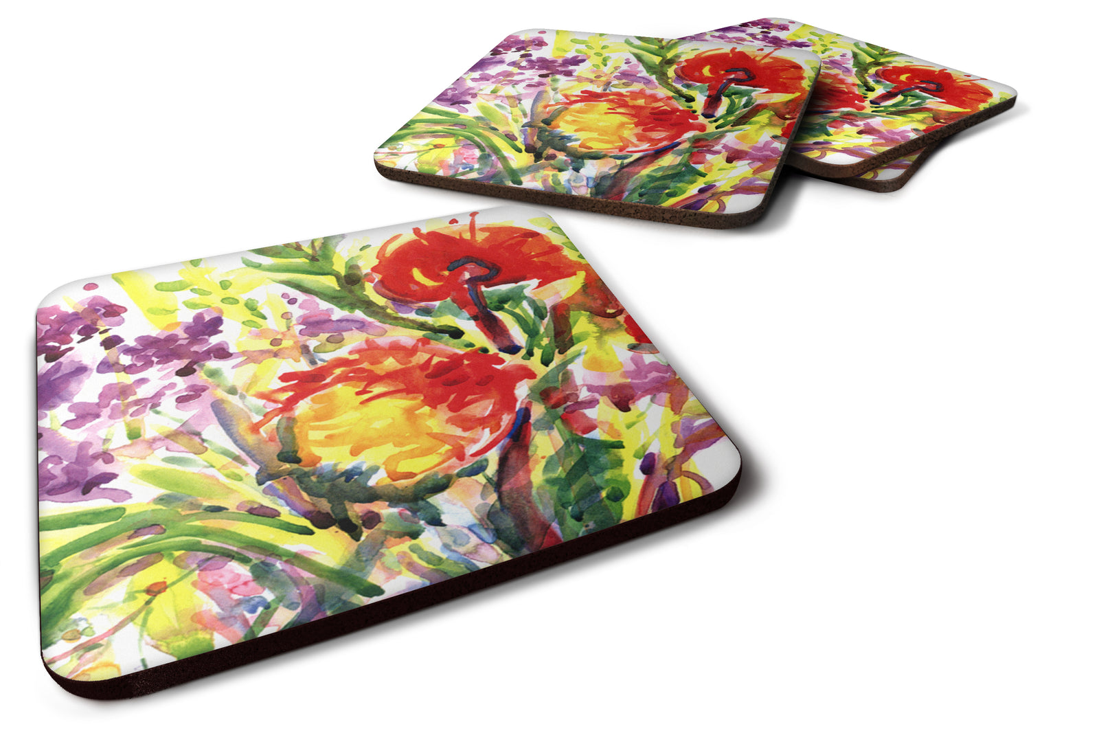 Set of 4 Flower Foam Coasters - the-store.com