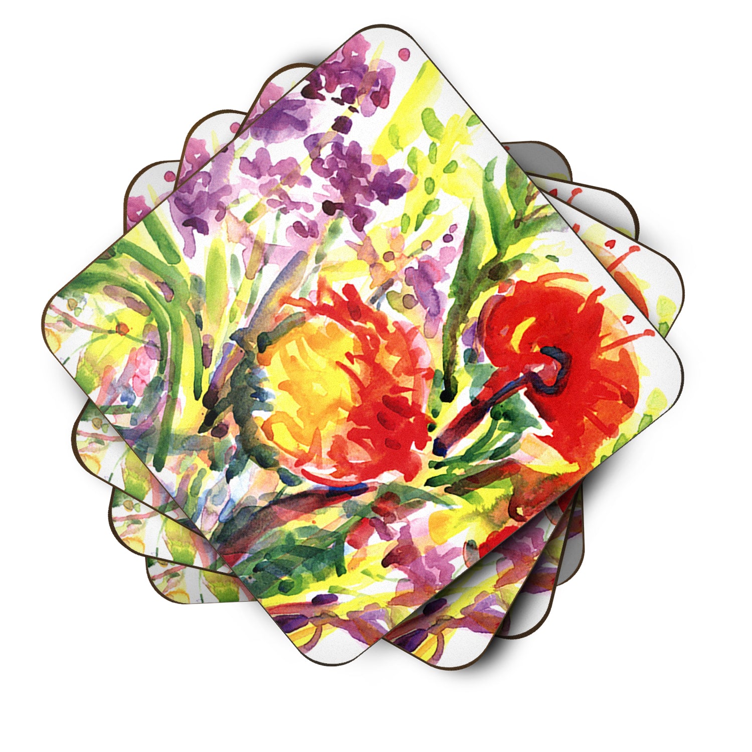 Set of 4 Flower Foam Coasters - the-store.com