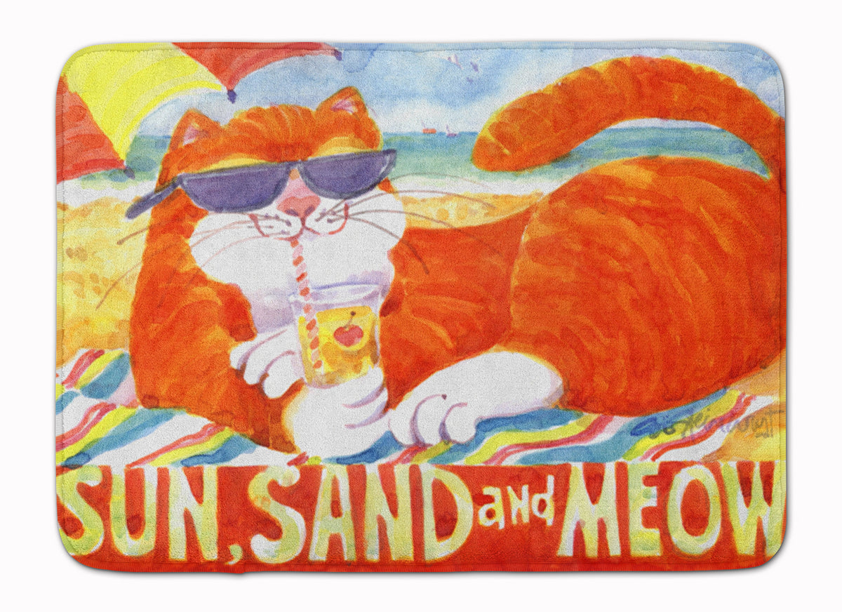 Orange Tabby at the beach Machine Washable Memory Foam Mat 6050RUG - the-store.com