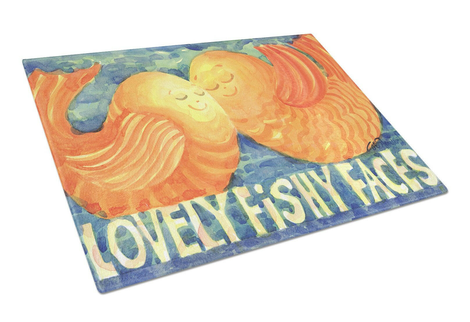 Fish - Kissing Fish Glass Cutting Board Large by Caroline's Treasures